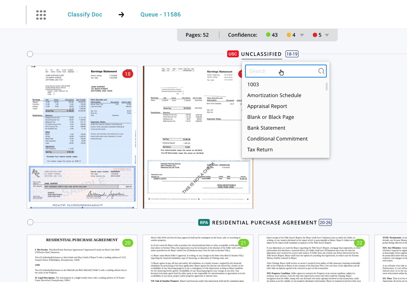 Redesigned Classify Documents — AIVA’s classification with a quick reclassify control.