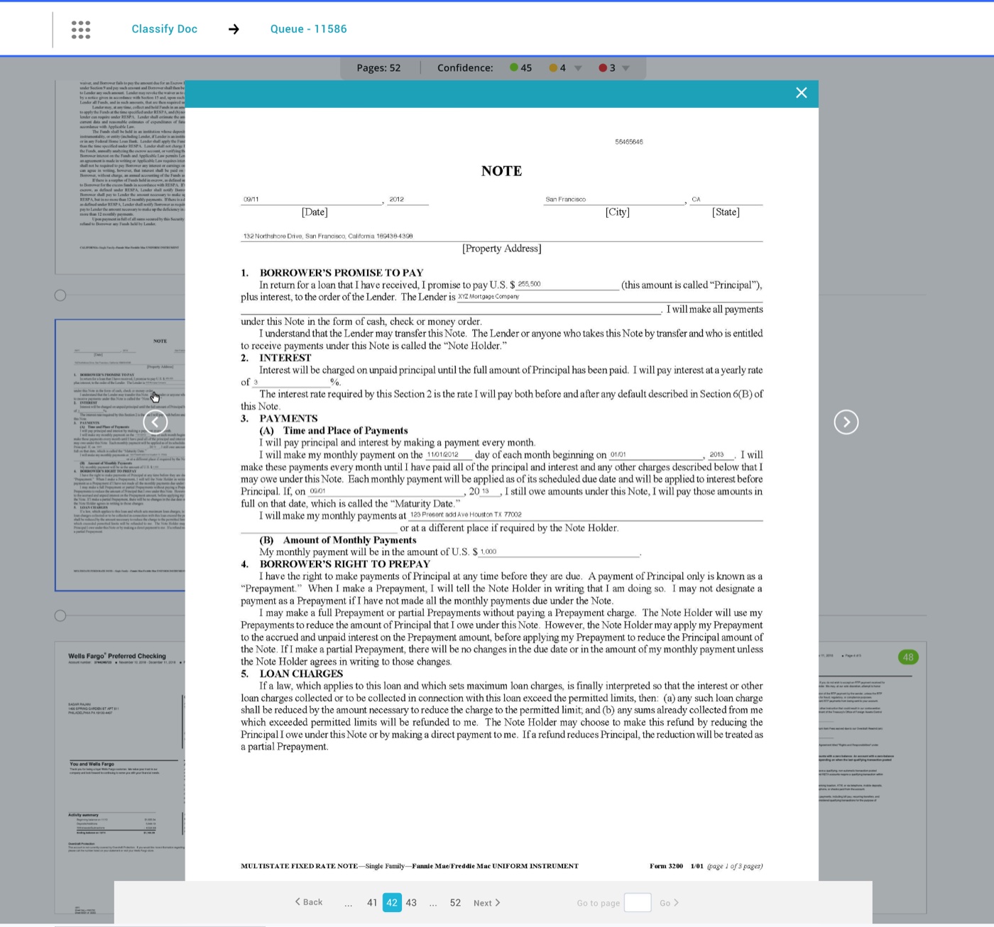 Redesigned Classify Documents — document notes and detail.