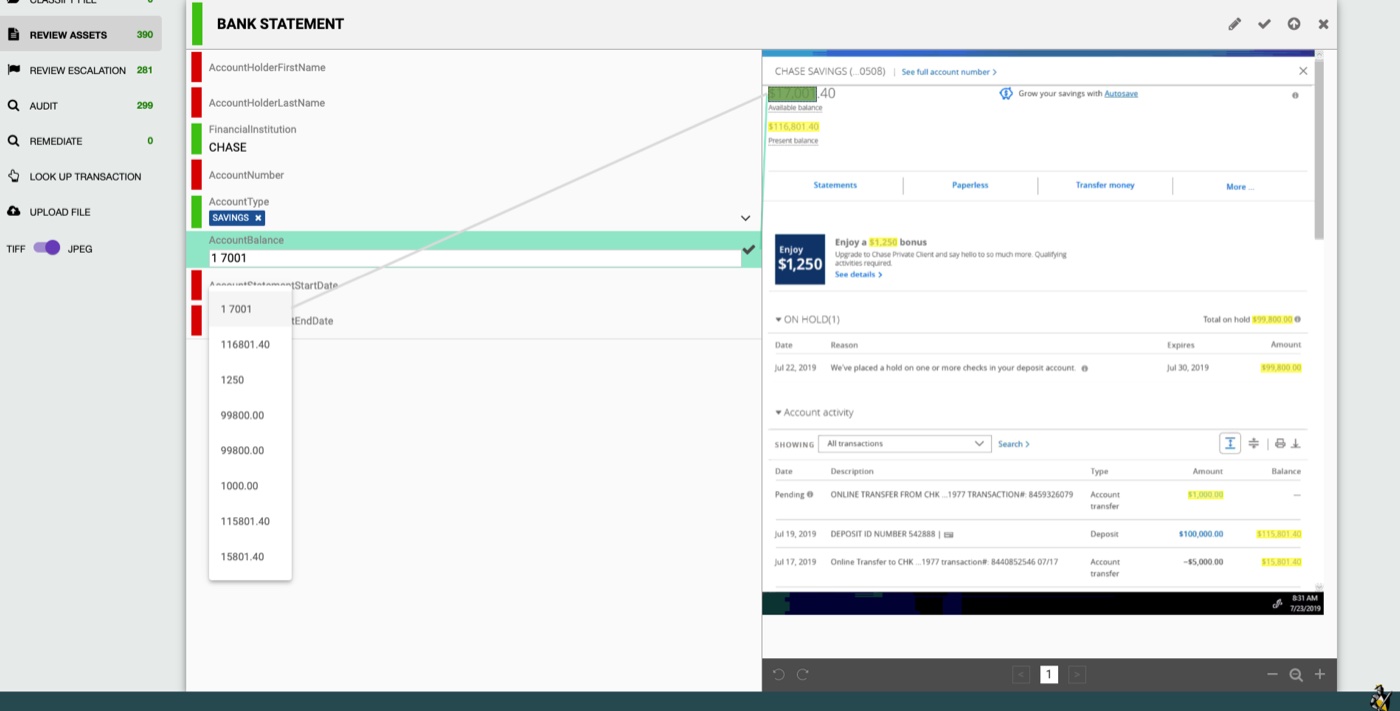 The original data-extraction interface, before the redesign.