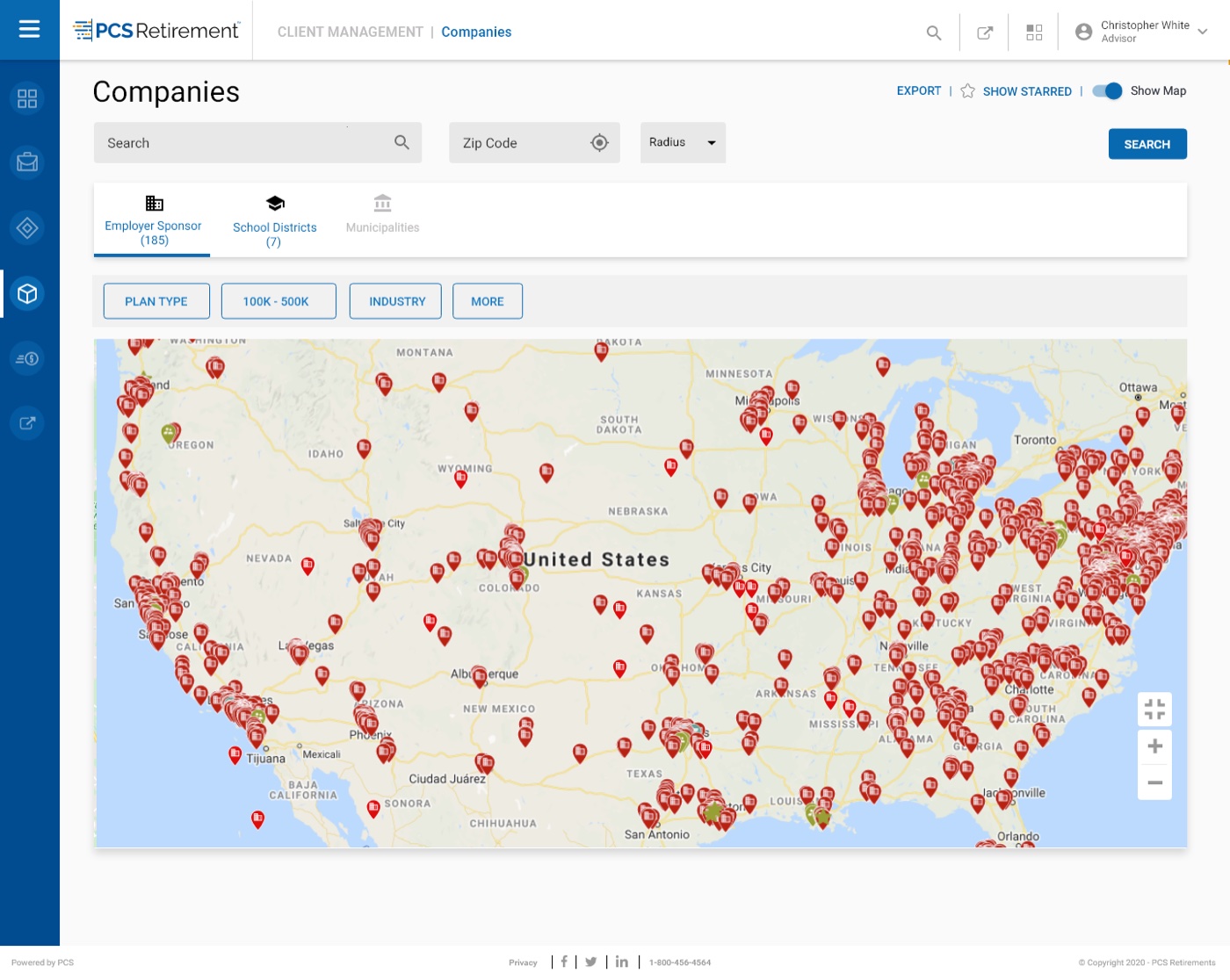 Client Management — geolocated book of business