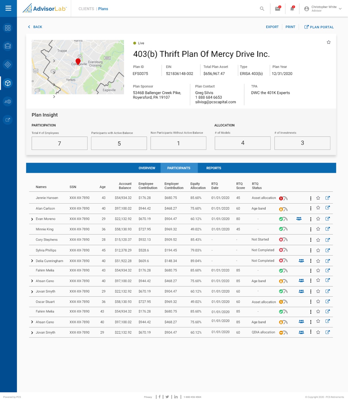 Client Management — activity plan detail